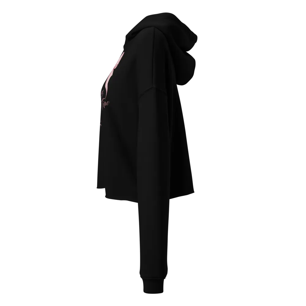 Good Things Take Time Pink Bow Women's Crop Hoodie thumbnail 3
