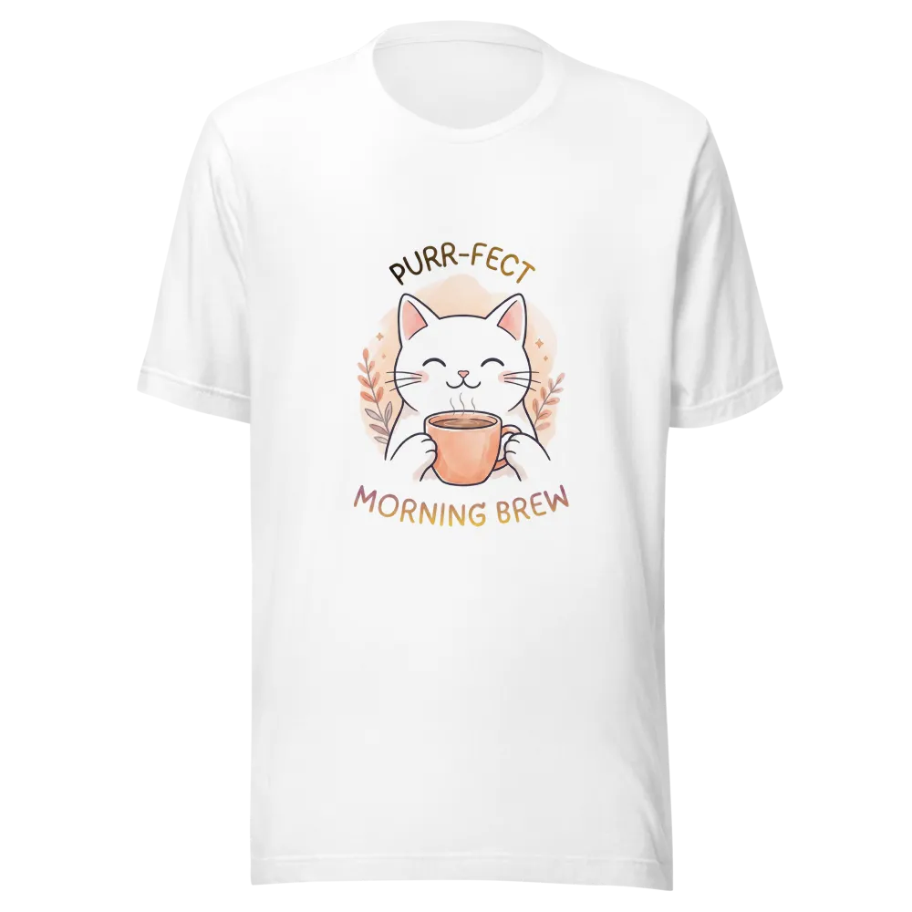 Cute Minimalist Coffee Cat Graphic Tee