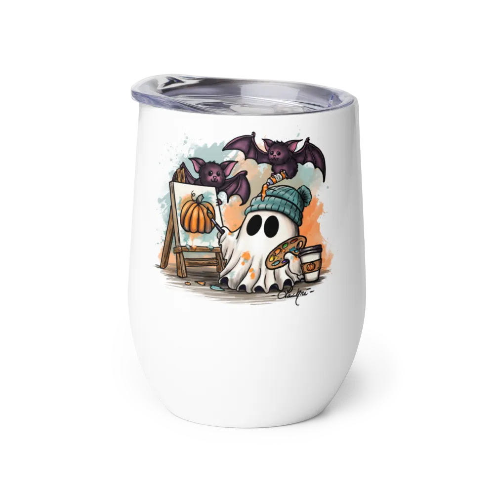 Ghost and Bats Artist Wine Tumbler thumbnail 4
