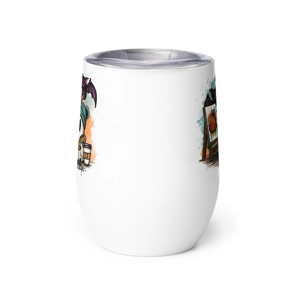 Ghost and Bats Artist Wine Tumbler thumbnail 2