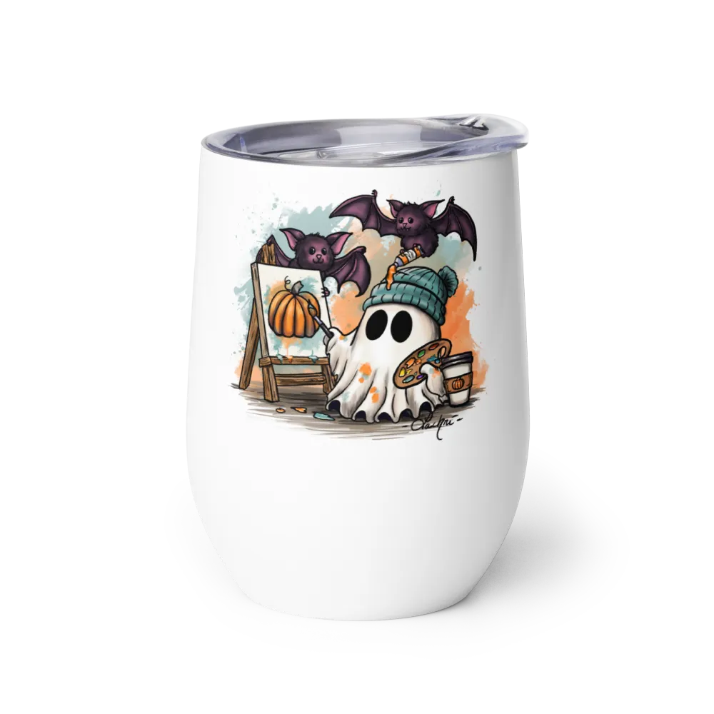 Ghost and Bats Artist Wine Tumbler thumbnail 3