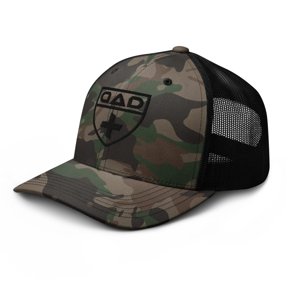 Black Crest Logo Camo Trucker Cap thumbnail 3