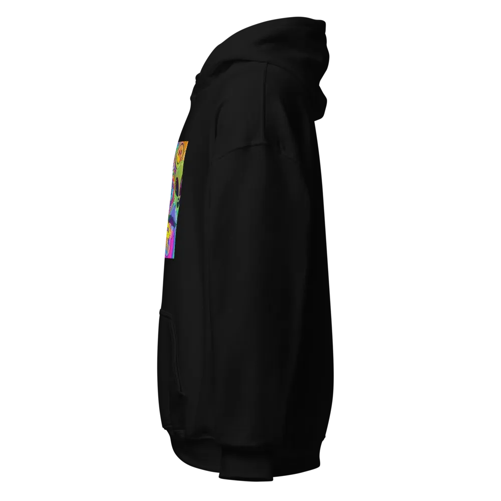 black unisex hoodie with pouch trippy collage thumbnail 3