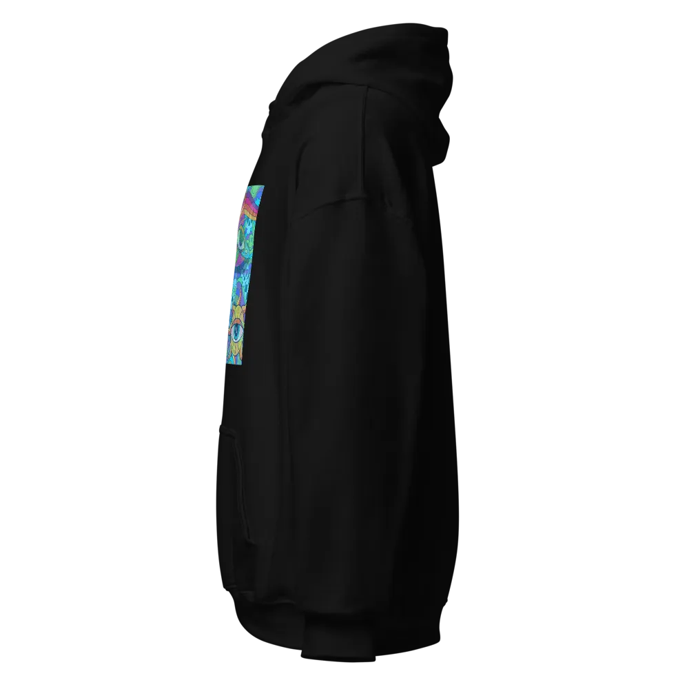 black unisex hoodie blue trippy collage thumbnail 3