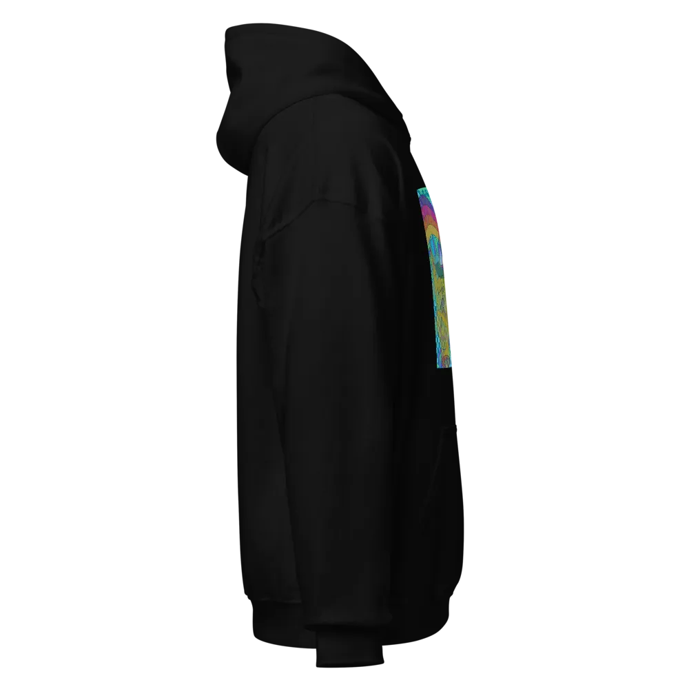 black unisex hoodie blue trippy collage thumbnail 4