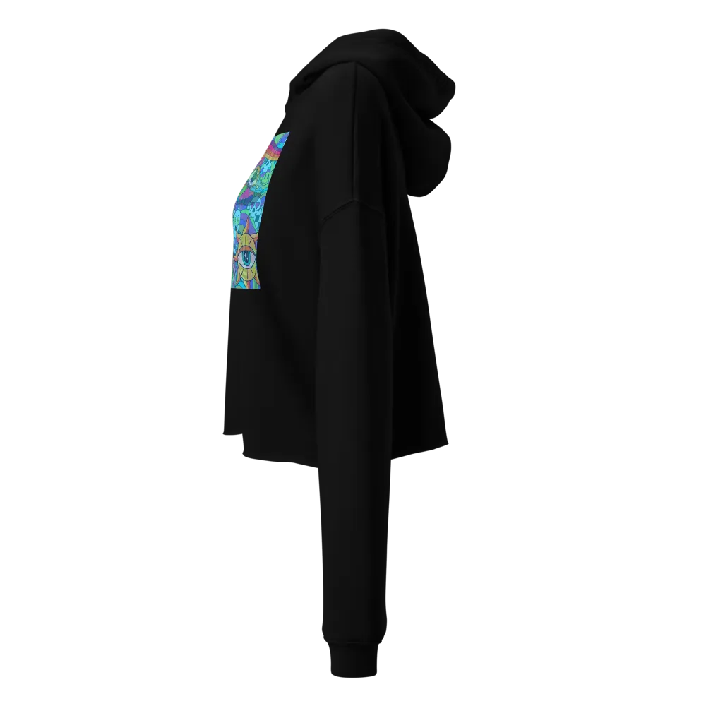black cropped sweater w/ hood blue trippy collage thumbnail 3