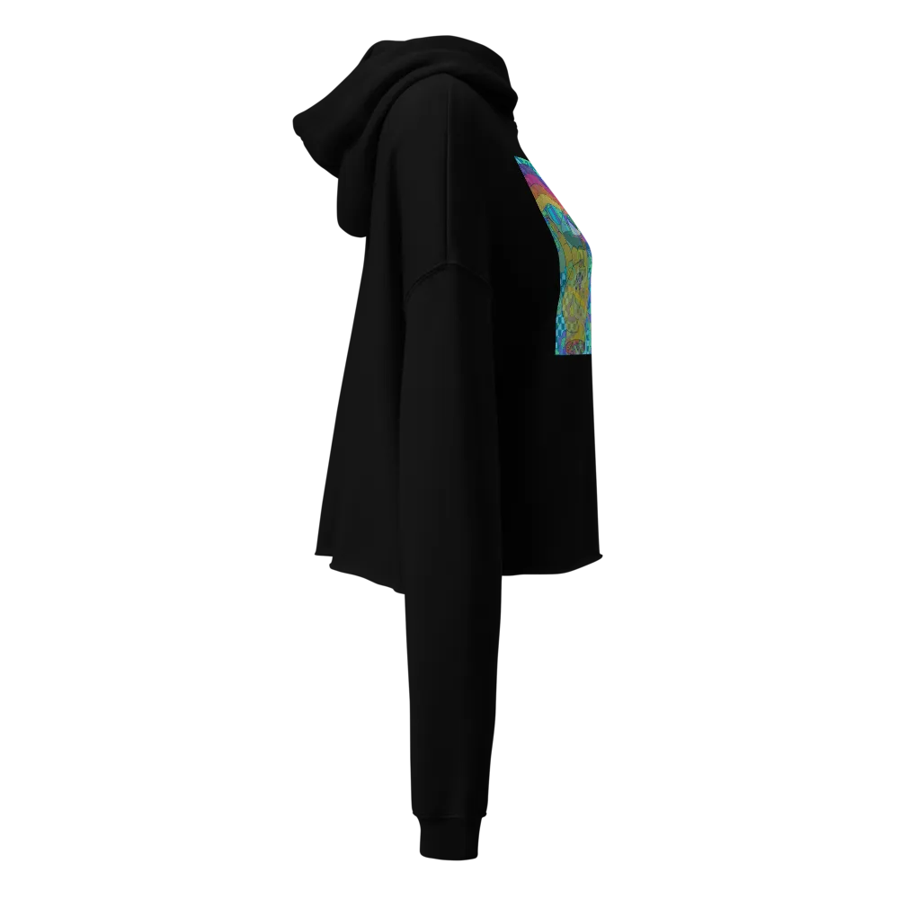 black cropped sweater w/ hood blue trippy collage thumbnail 4