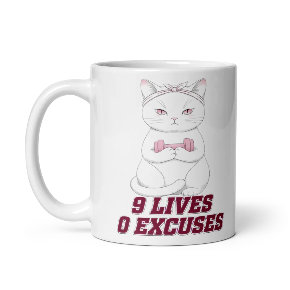 9Lives,0Excuses Premium Gym Cat Ceramic Coffee Mug thumbnail 2