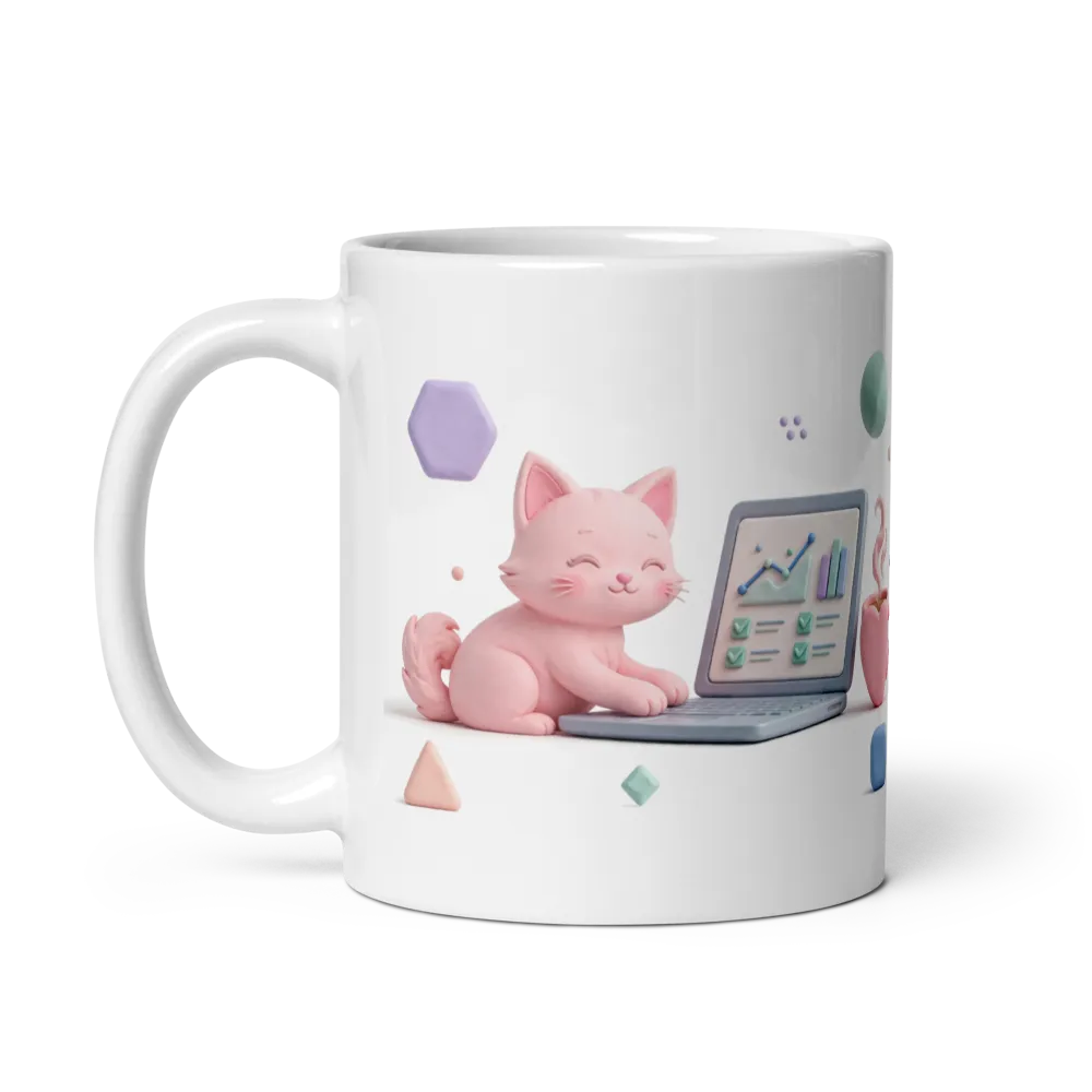 3D Cozy Office Cat - Pastel Workspace Mug thumbnail 2