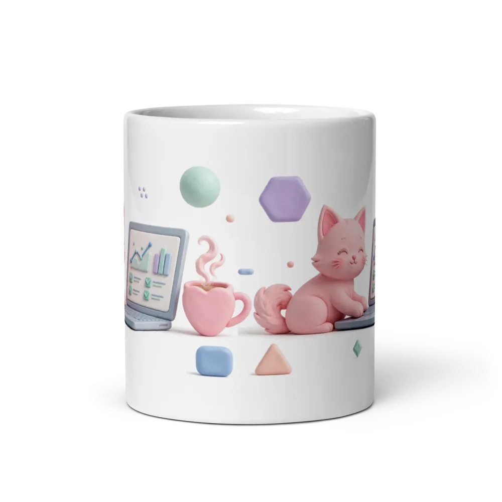 3D Cozy Office Cat - Pastel Workspace Mug thumbnail 3