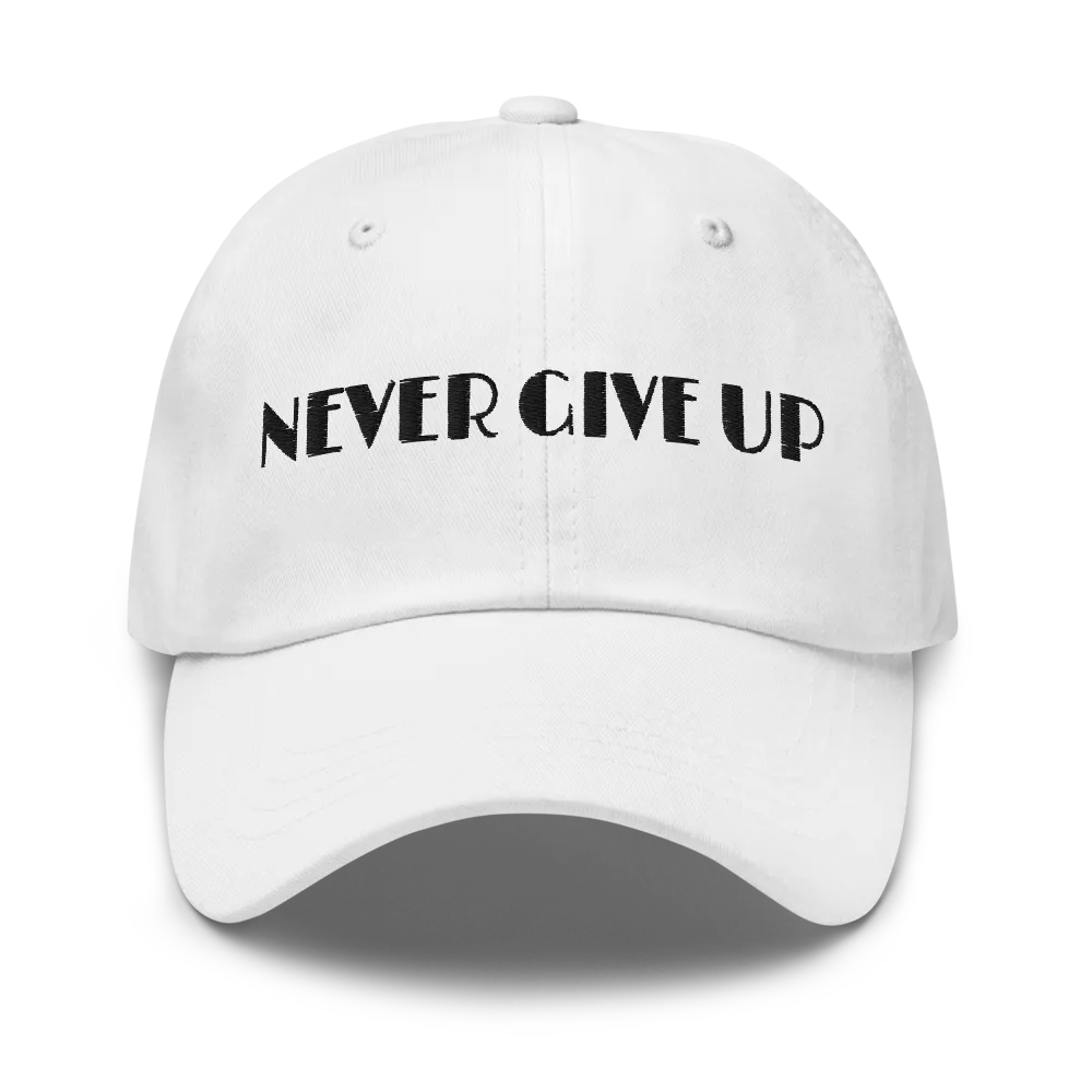 Never give up. Classic dad hat white thumbnail 2