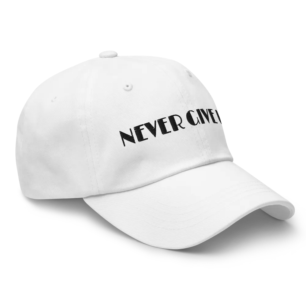 Never give up. Classic dad hat white thumbnail 4