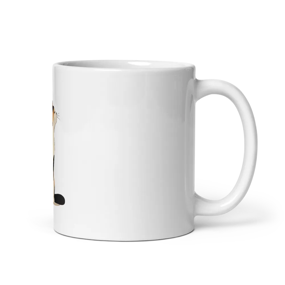 Cat illustration. White mug thumbnail 2