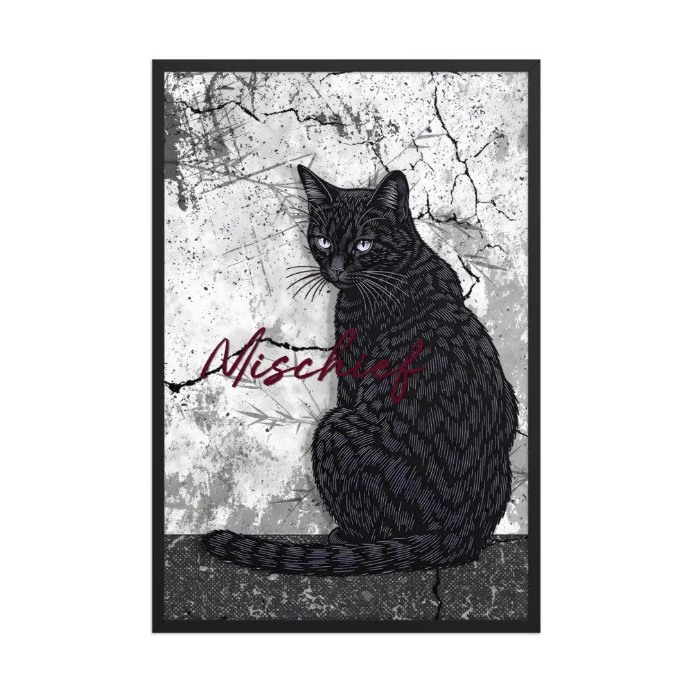 Black Cat with Mischief Framed Poster thumbnail 2