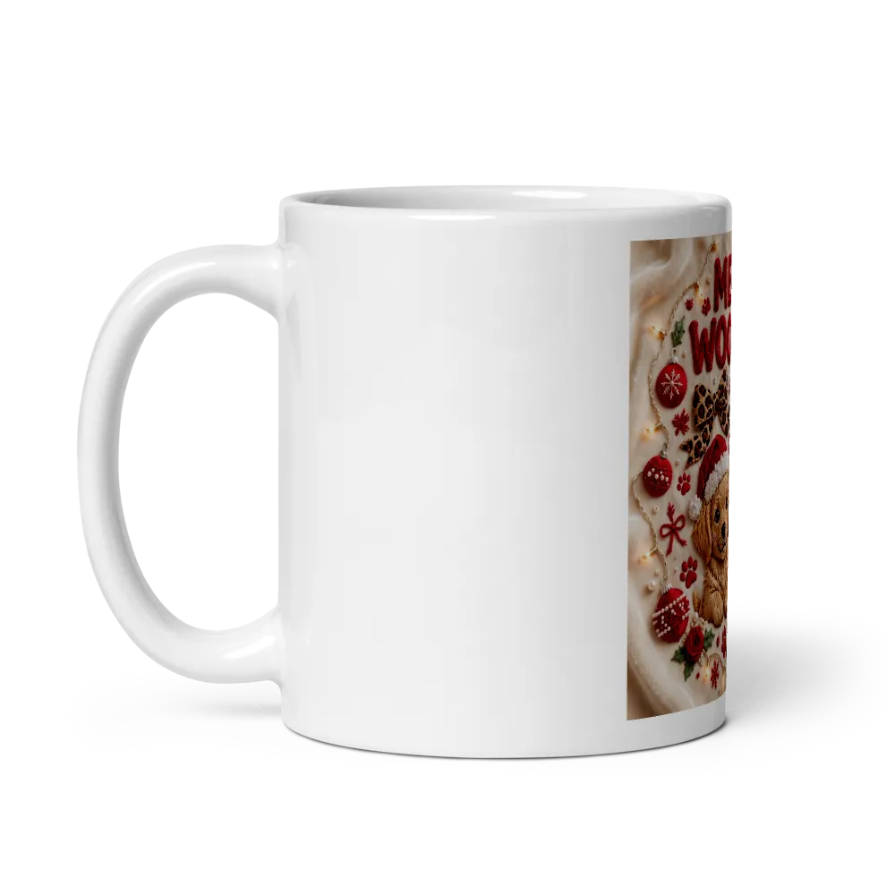 Red Merry Woofmas Embroidery Design Mugs thumbnail 3