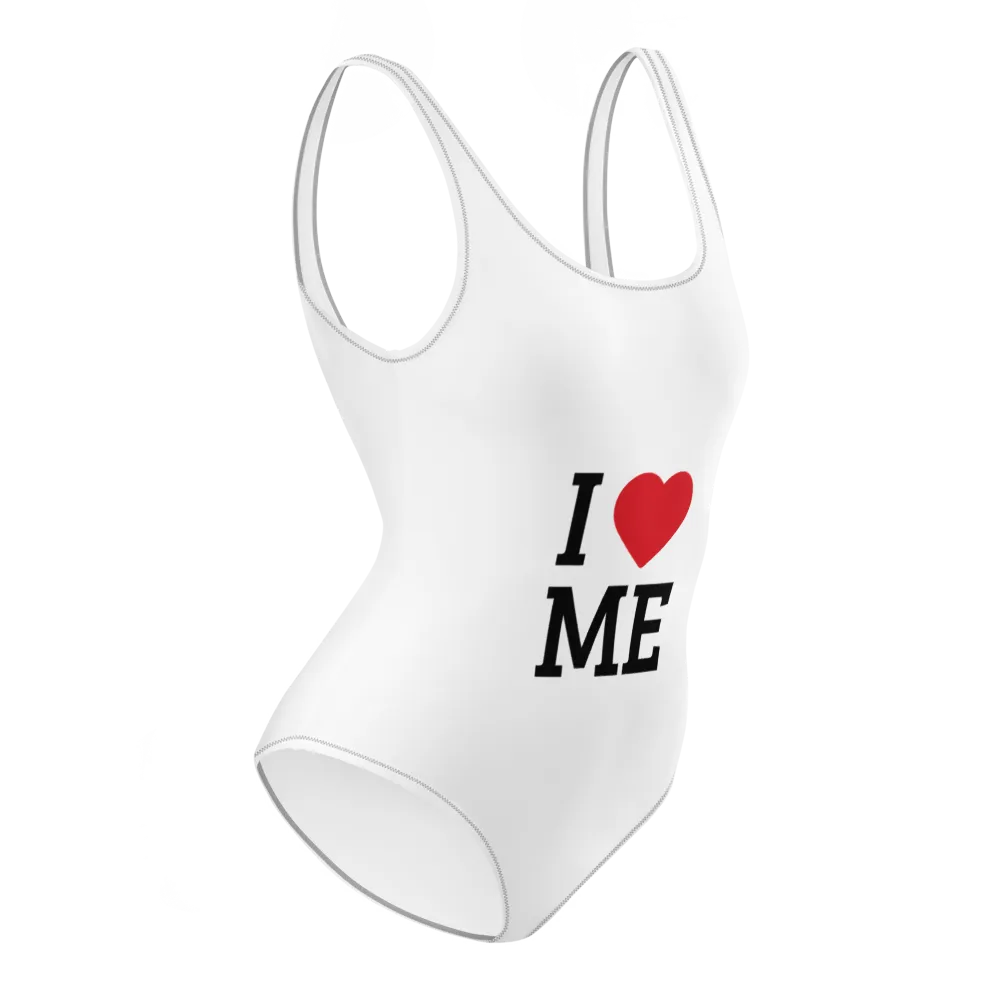 White Bodysuit with "I ❤️ ME" Print - Women's Appa thumbnail 4