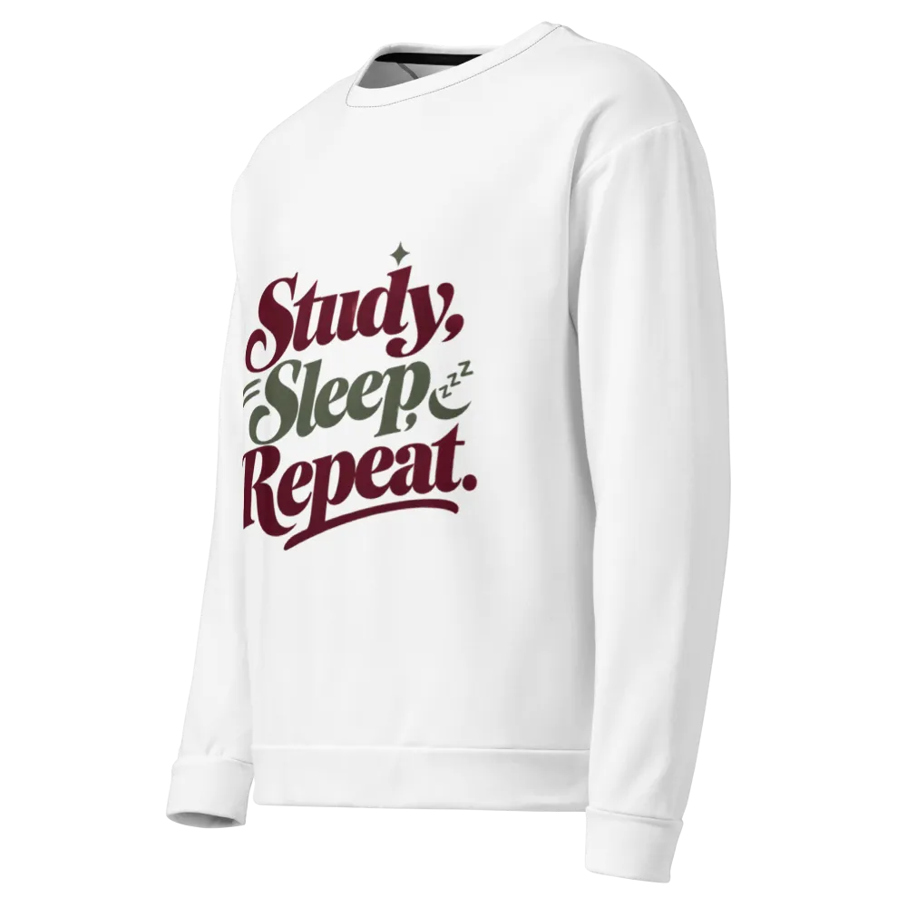 Study Sleep Repeat T-Shirt – Minimalist design thumbnail 3