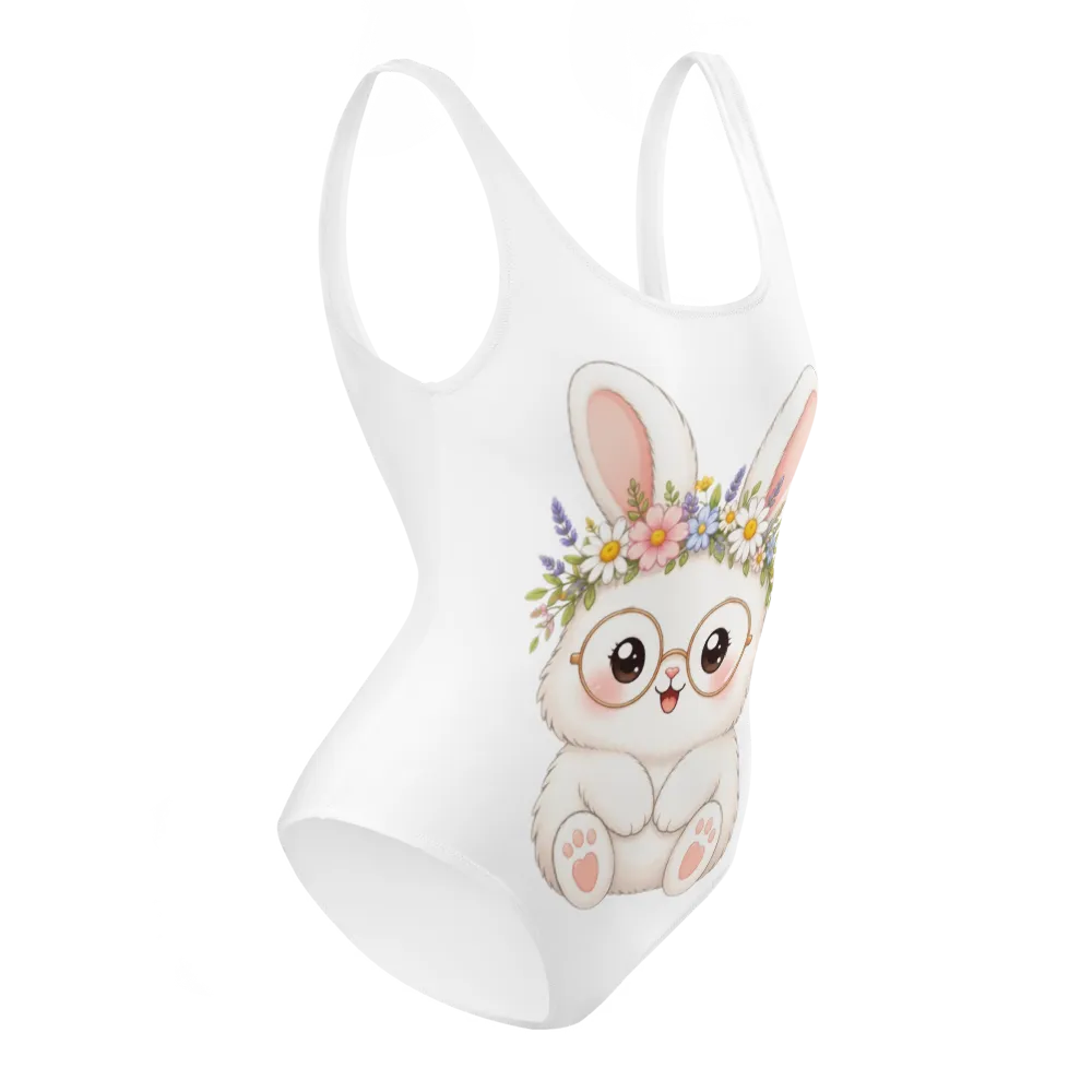 Cute Floral Bunny Kawaii One-Piece Swimsuit thumbnail 4