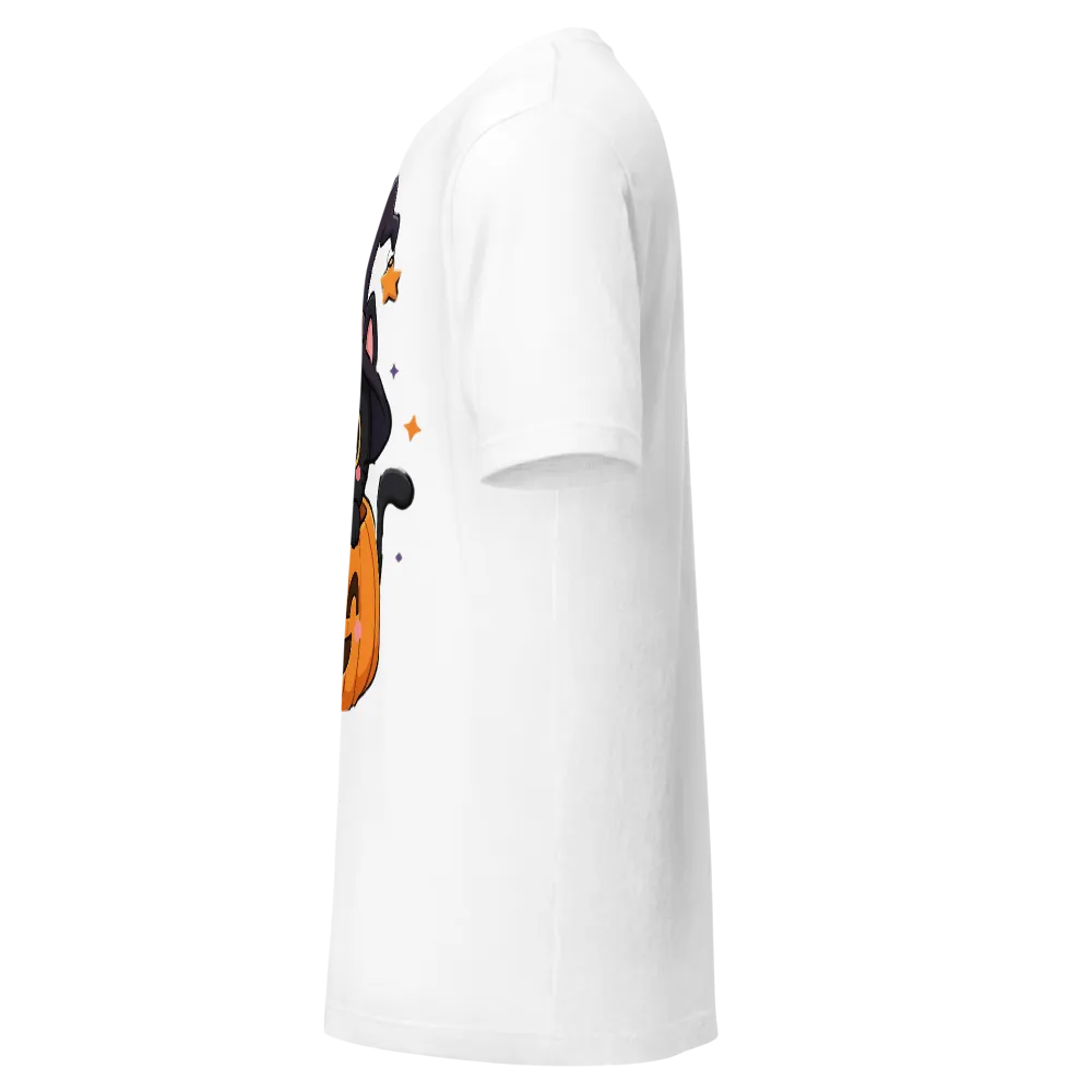 Cute Witch Cat Pumpkin Halloween T-Shirt thumbnail 3