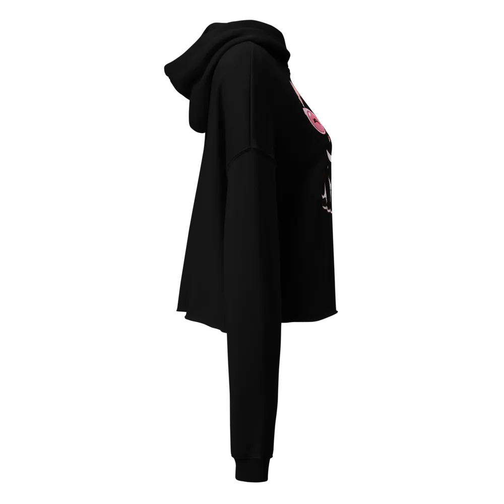Cute Black Cat Pink Glasses Cropped Hoodie thumbnail 4