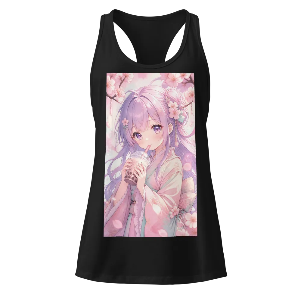 Cute Pink Anime Girl Graphic Tank Top