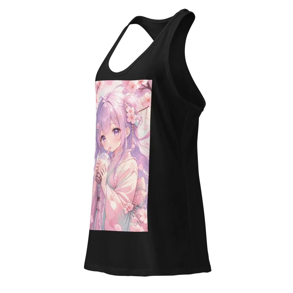 Cute Pink Anime Girl Graphic Tank Top thumbnail 3