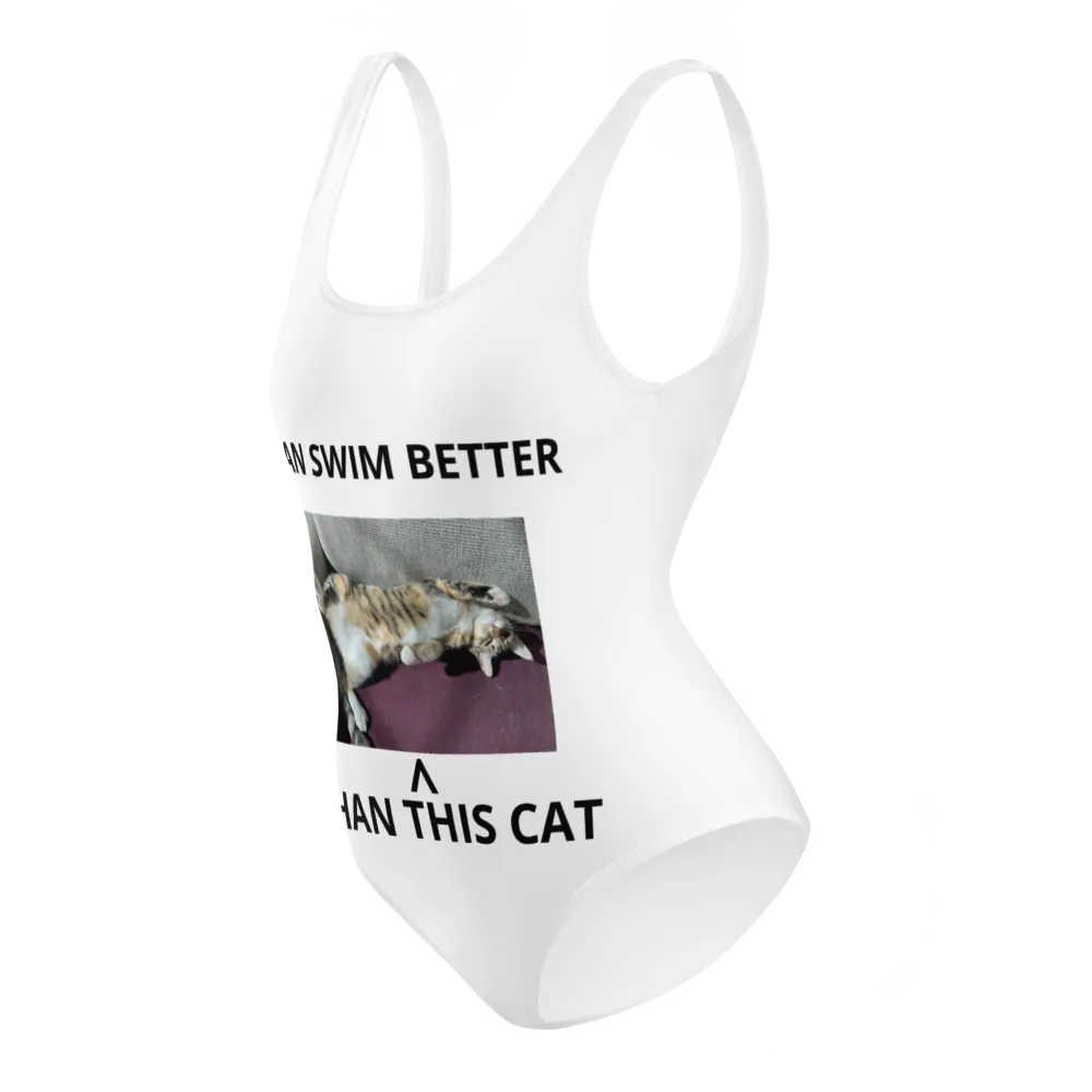 I Can Swim Better Than This Cat One-Piece Swimsuit thumbnail 3