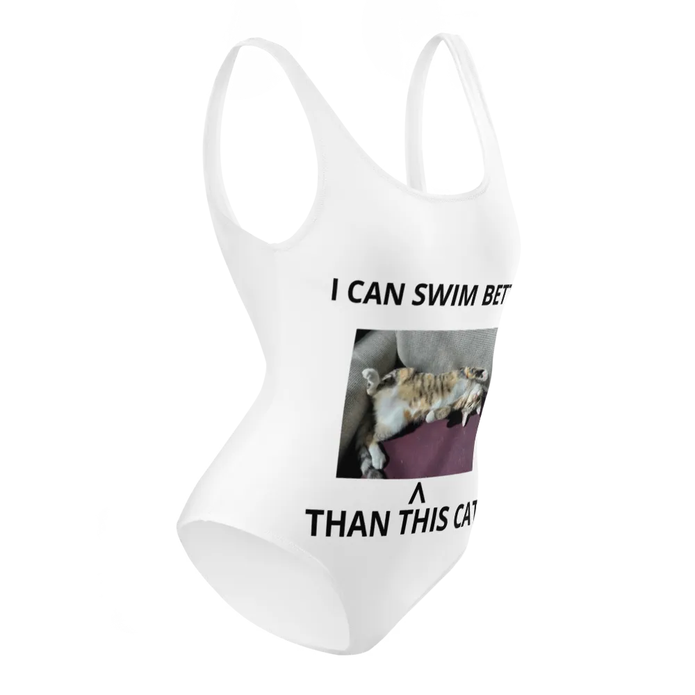 I Can Swim Better Than This Cat One-Piece Swimsuit thumbnail 2