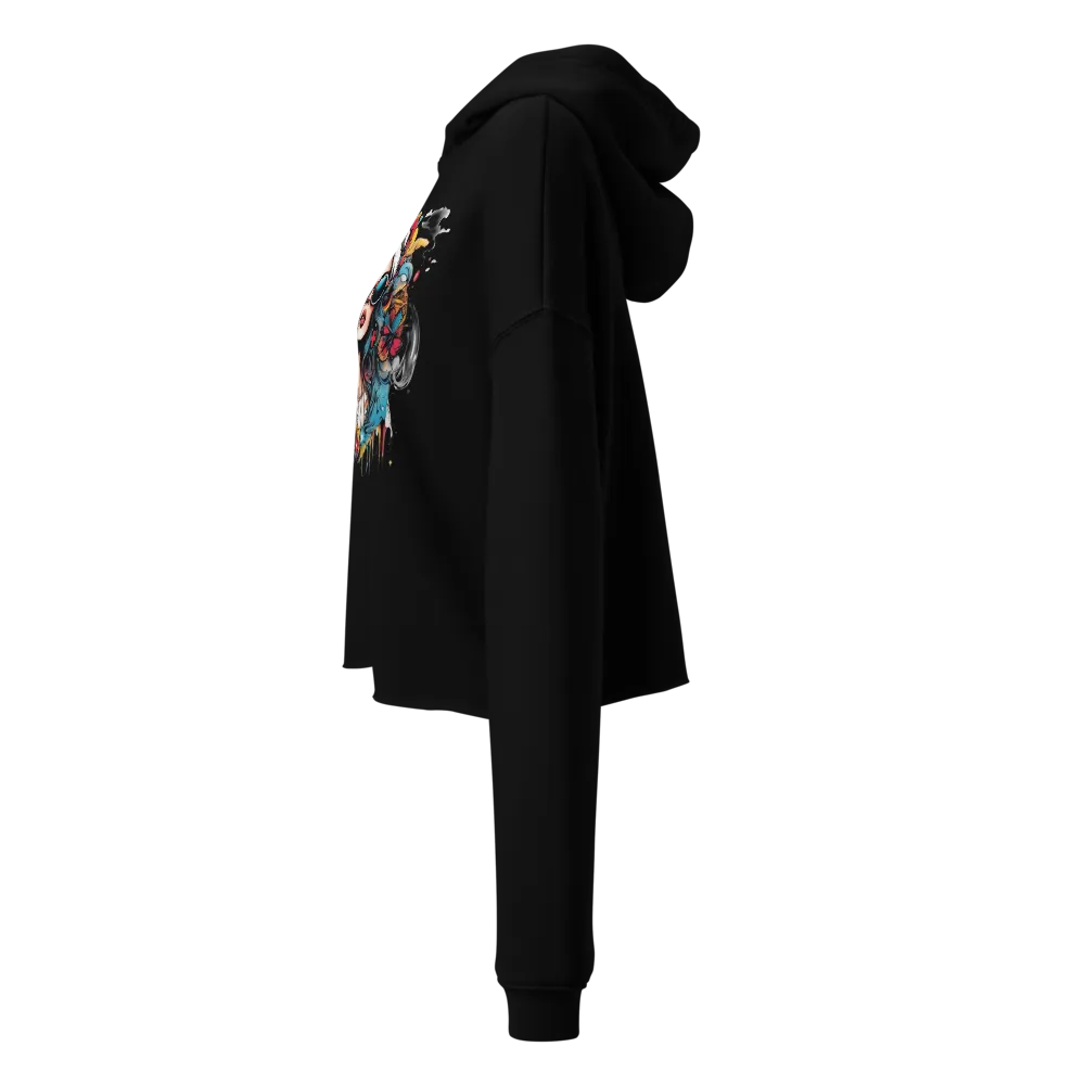 Boho Chic Sunglasses Girl Women's Cropped Hoodie thumbnail 2