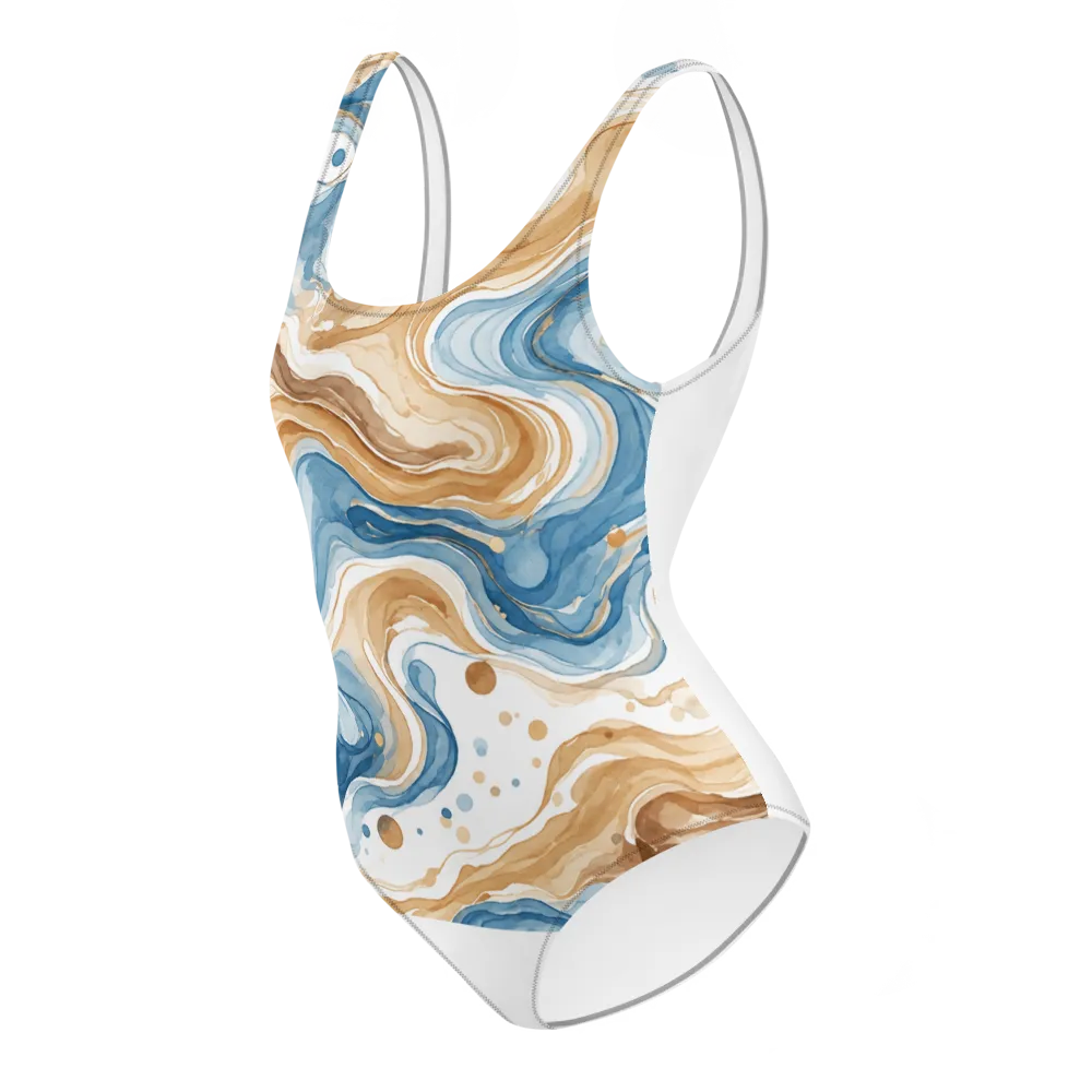 Fluid Waves Abstract Art Swimsuit thumbnail 3