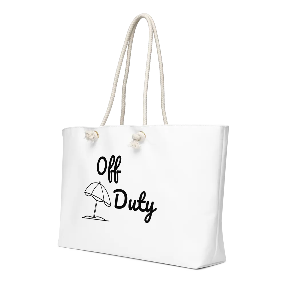 Off Duty Funny Aesthetic Aesthetic Tote Bag - Beac thumbnail 3
