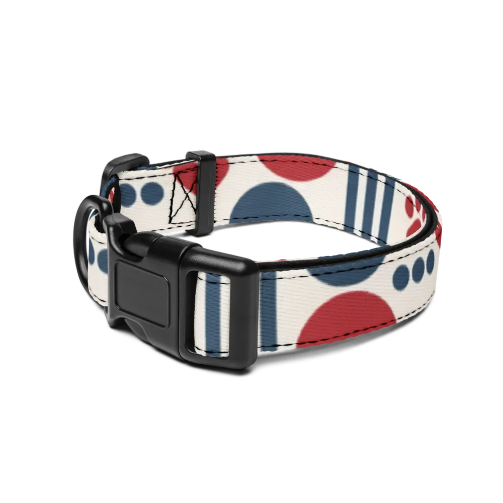 Paw Parade Pattern Pet Collar | Cute Red & Navy De thumbnail 2