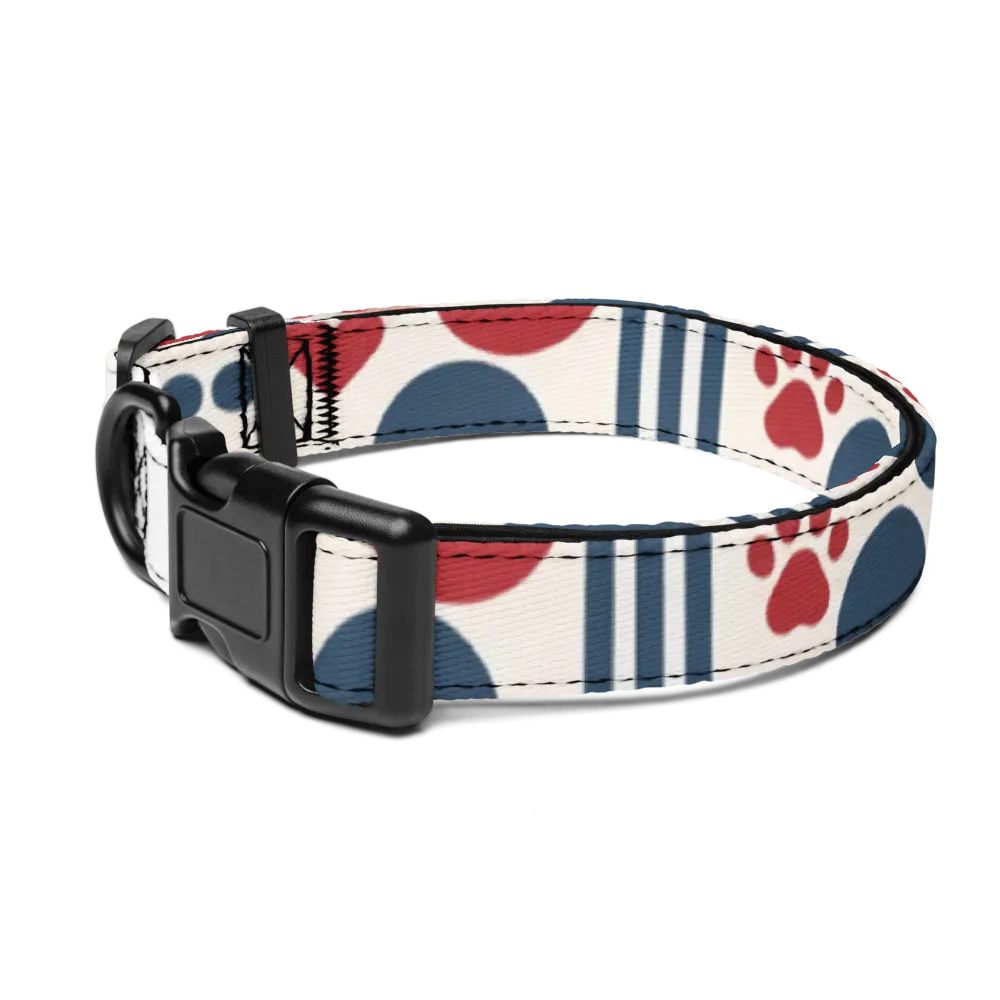 Paw Parade Pattern Pet Collar | Cute Red & Navy De thumbnail 3