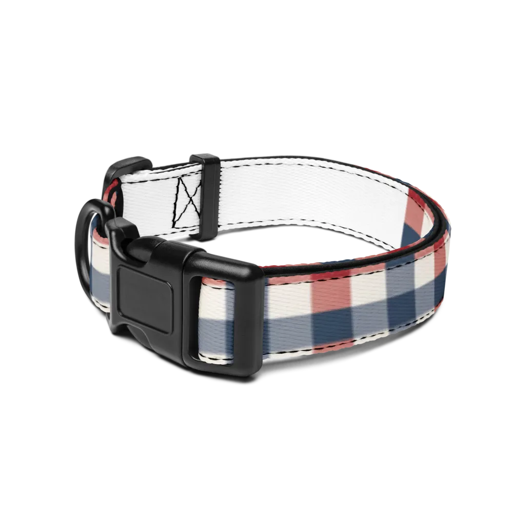 Classic Red, White & Blue Check Pet Collar | Styli thumbnail 2