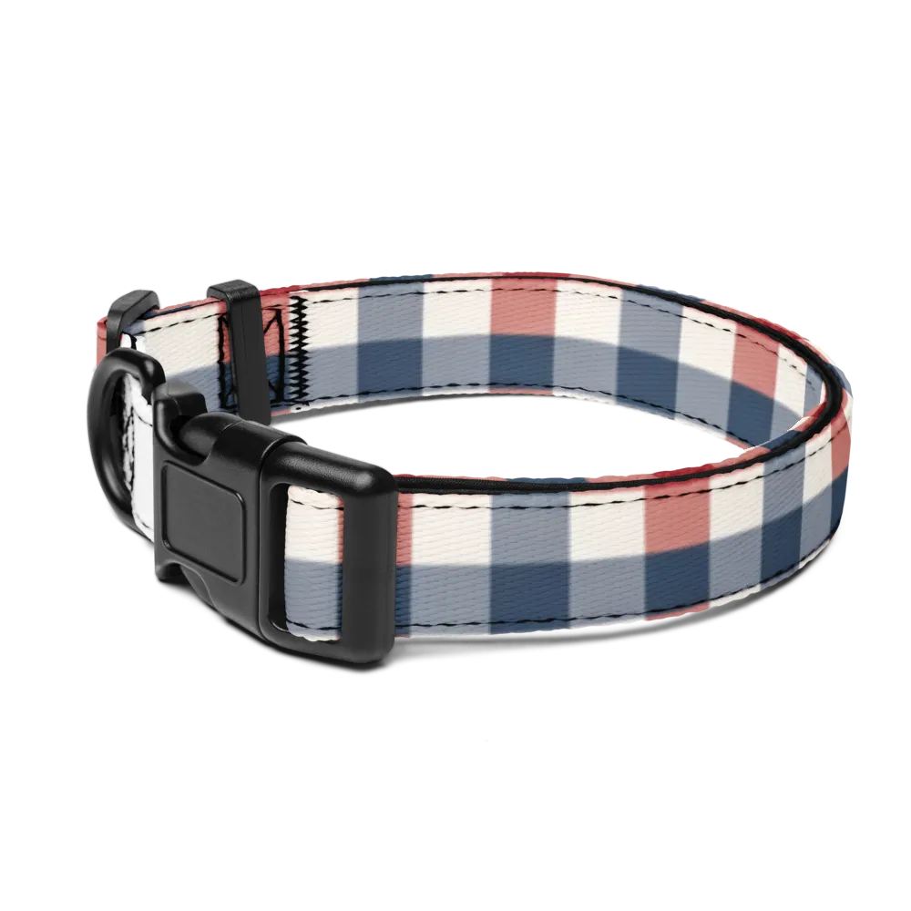 Classic Red, White & Blue Check Pet Collar | Styli thumbnail 3