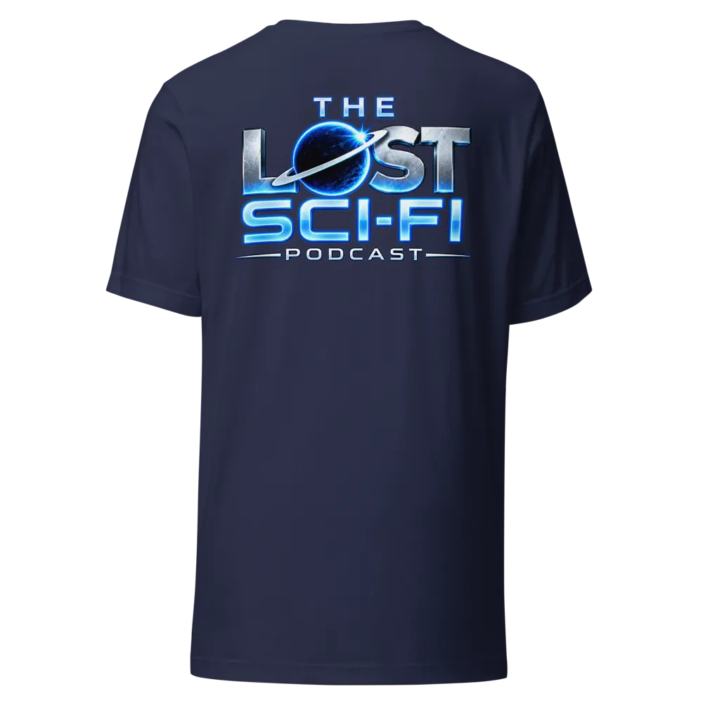 The Lost Sci-Fi Podcast Navy Logo T-Shirt thumbnail 2