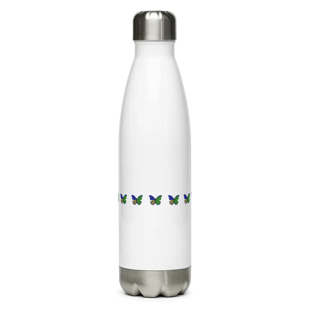 Green butterfly Stainless steel water bottle thumbnail 4