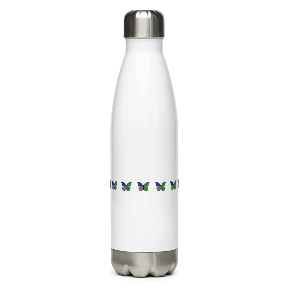 Green butterfly Stainless steel water bottle thumbnail 3