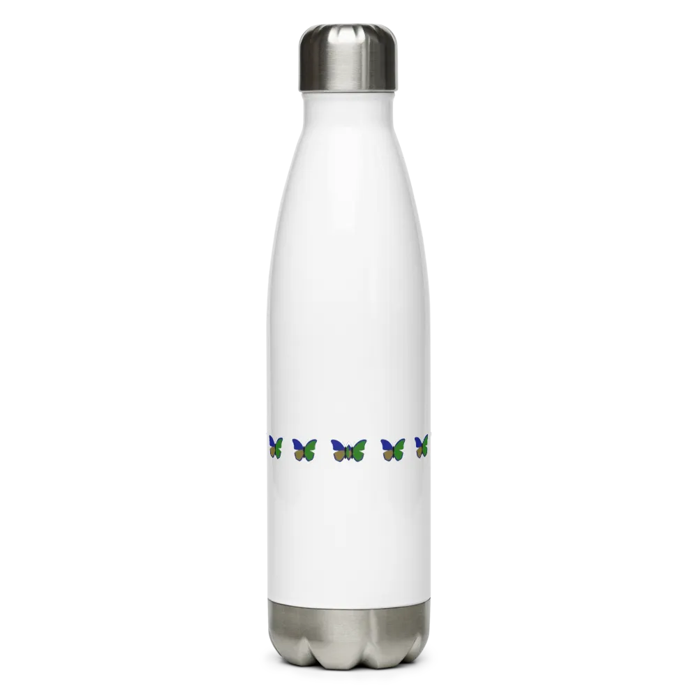Green butterfly Stainless steel water bottle thumbnail 2