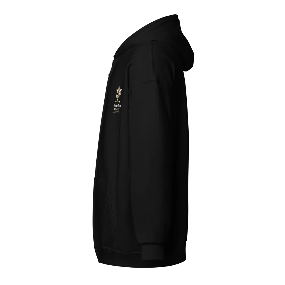 Lilies Don't Worry Zip Hoodie (Black) thumbnail 3