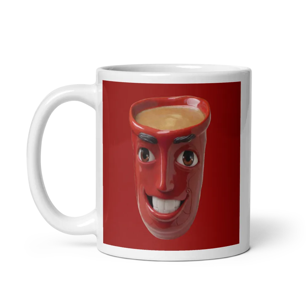 Smiling Red Cup of Coffee Red Background thumbnail 3