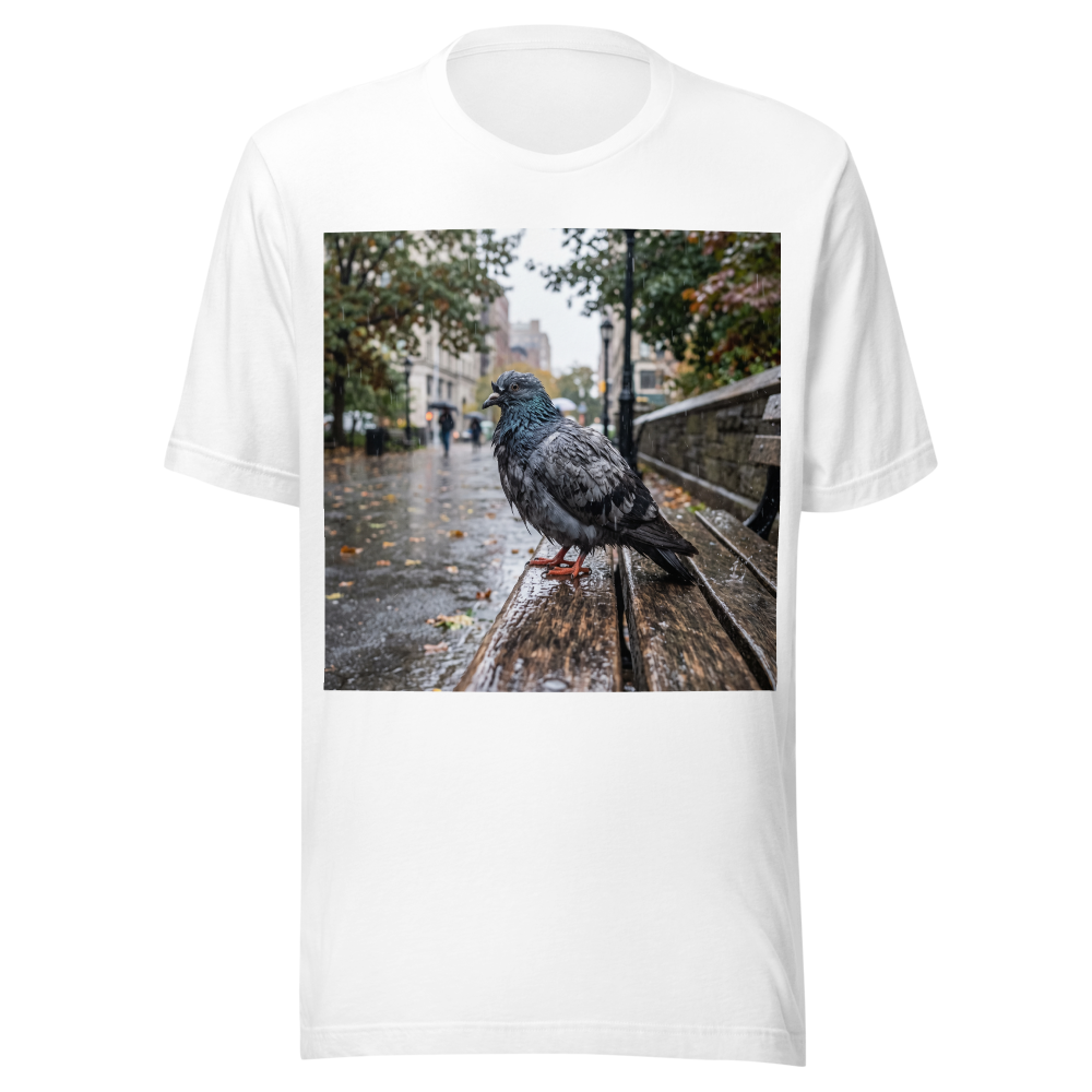 pigeon getting wet in the rain