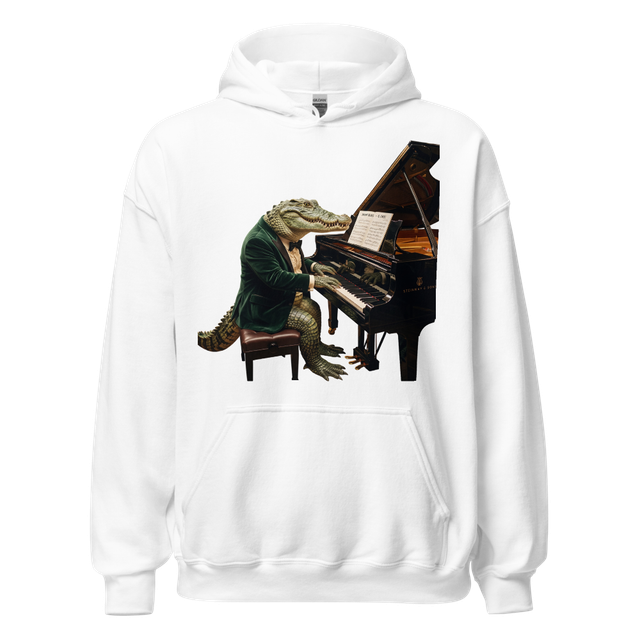 crocodile playing a grand piano