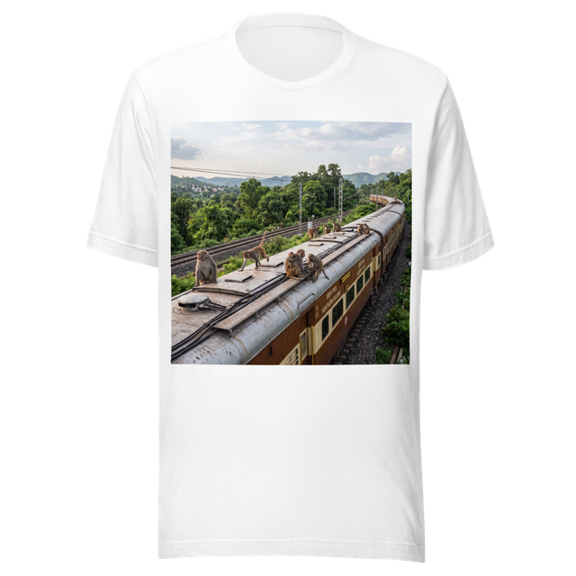 few monkeys on top of a train