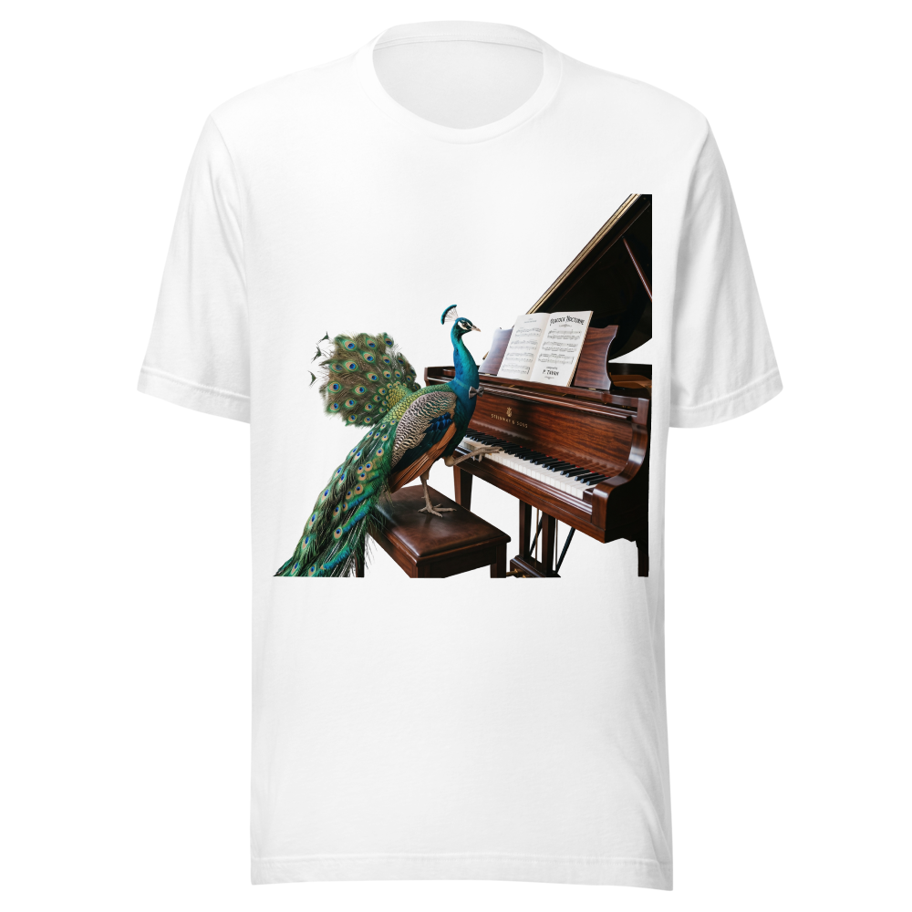 peacock playing a grand piano