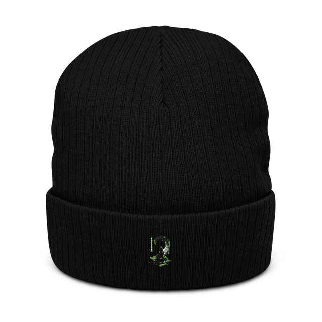 Black Ribbed Knit Beanie - Atlantis