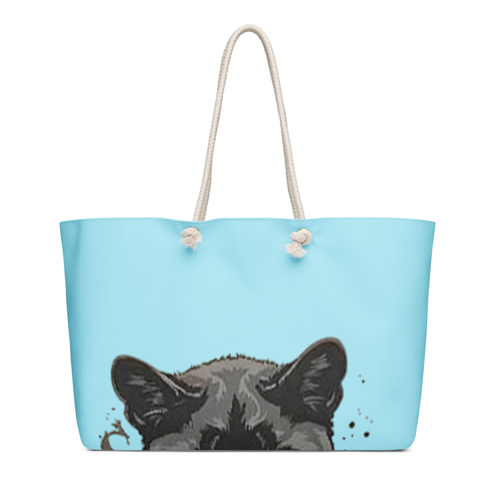 Sky Blue Black Cat Weekender Bag