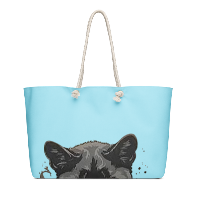 Sky Blue Black Cat Weekender Bag