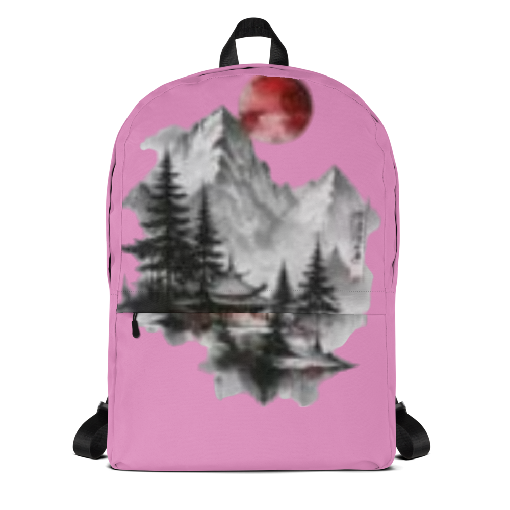 Pink Mountain Temple Red Moon Backpack