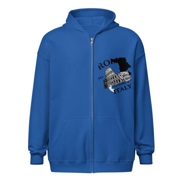 Rome Italy Blue Zip Hoodie | Unisex Travel Hoodie
